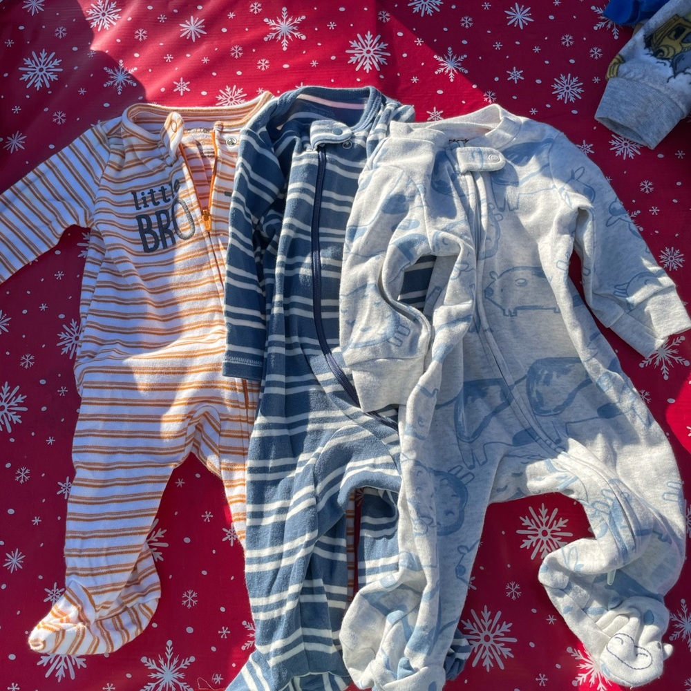 Carter's Blue, Gray, and Orange Footies Set